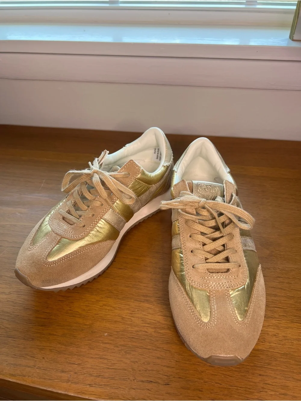 Women's Gola Boston 78 Metallic Gold Suede Sneakers Size 7